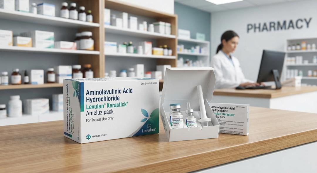 Aminolevulinic Acid Hydrochloride Levulan Kerastick Ameluz topical photodynamic therapy pack, specialty pharmacy