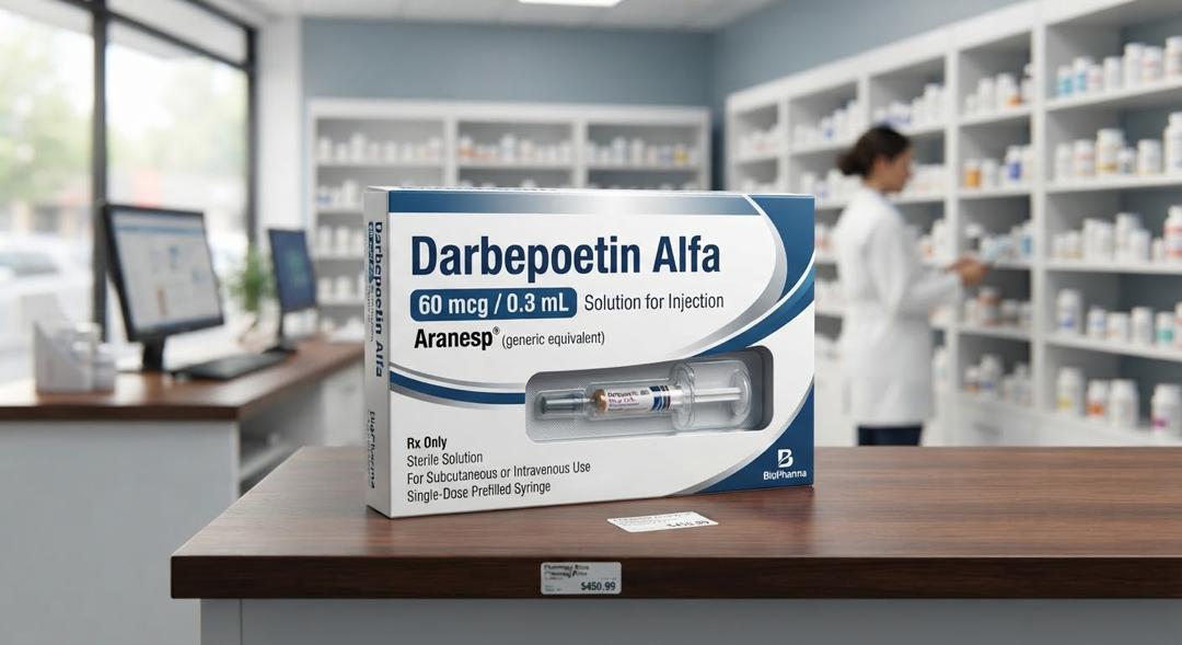 Darbepoetin Alfa 60mcg/0.3mL solution for injection, Aranesp generic equivalent, single-dose prefilled syringe