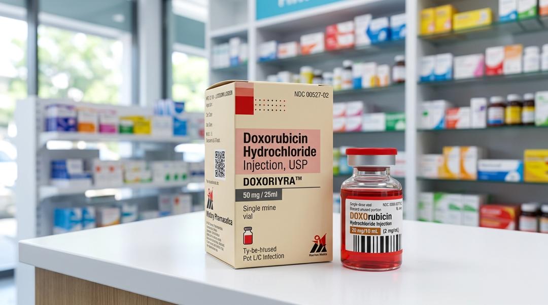 Doxorubicin Hydrochloride Injection USP 50mg/25mL and 20mg/10mL vials, generic anthracycline chemotherapy