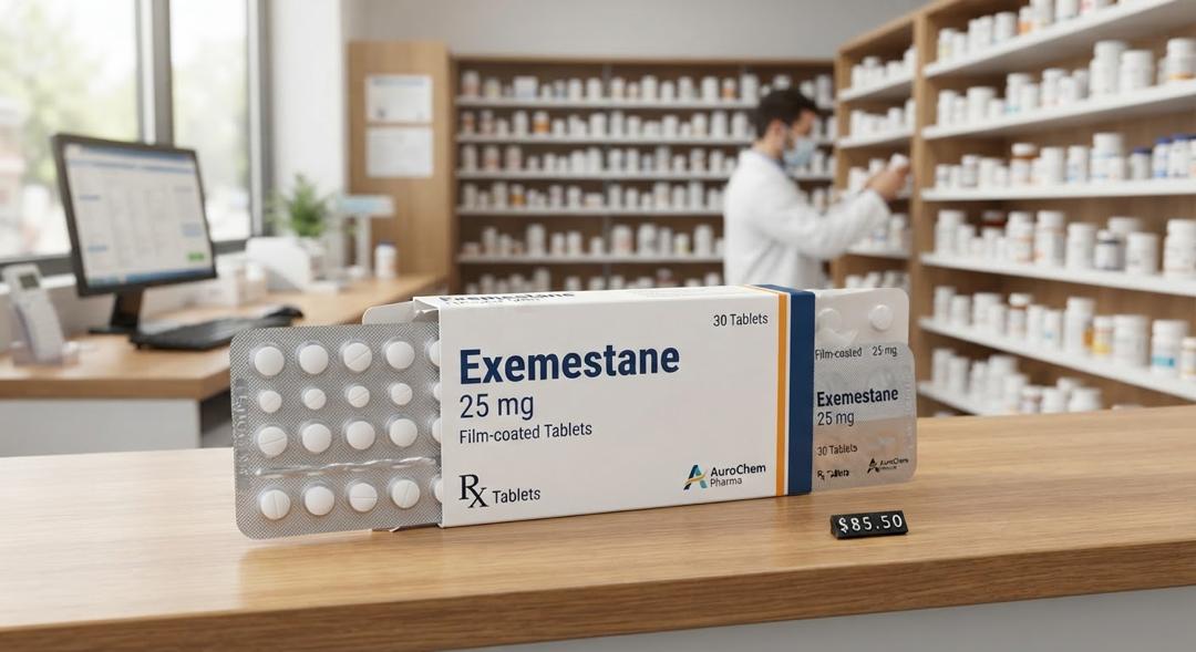Exemestane 25mg film-coated tablets, AuroChem Pharma, generic aromatase inhibitor for breast cancer