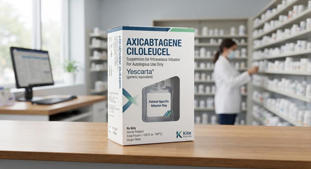 Yescarta axicabtagene ciloleucel CAR-T cell therapy suspension for IV infusion, patient-specific infusion bag, Kite Pharma